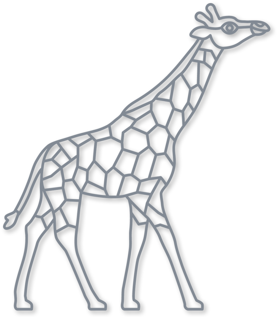 De giraffe in de kleur grijs uit de plintdieren collectie.