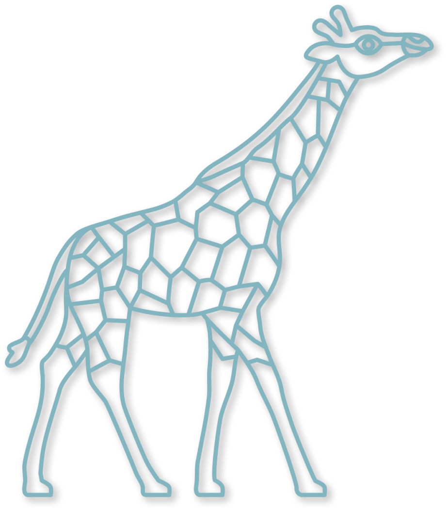 De giraffe in de kleur mist uit de plintdieren collectie.