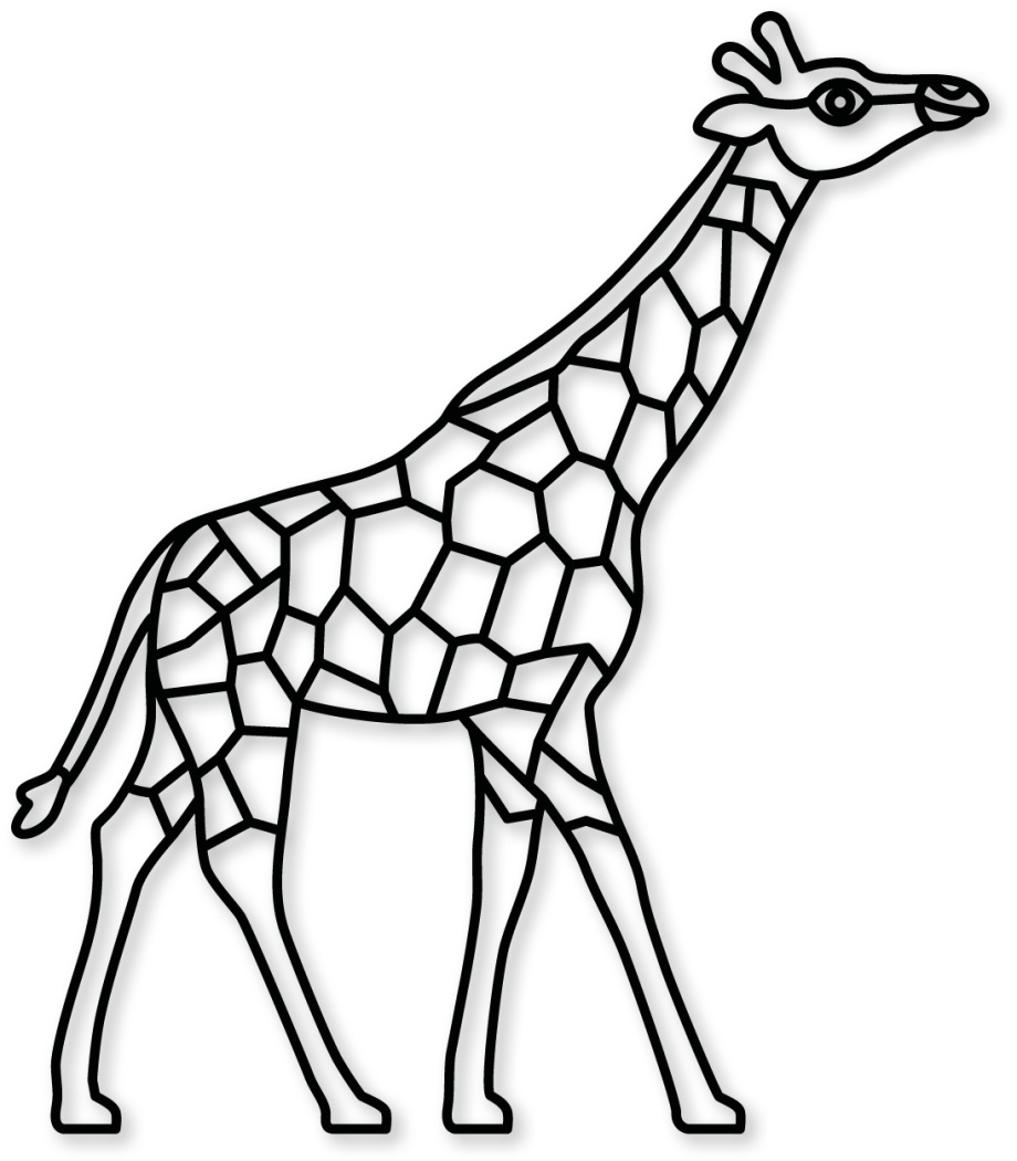 De giraffe in de kleur zwart uit de plintdieren collectie.