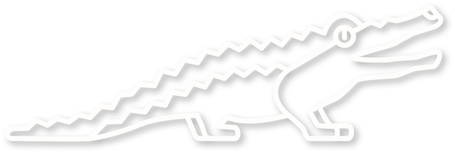 Het krokodil in de kleur wit uit de plintdieren collectie.