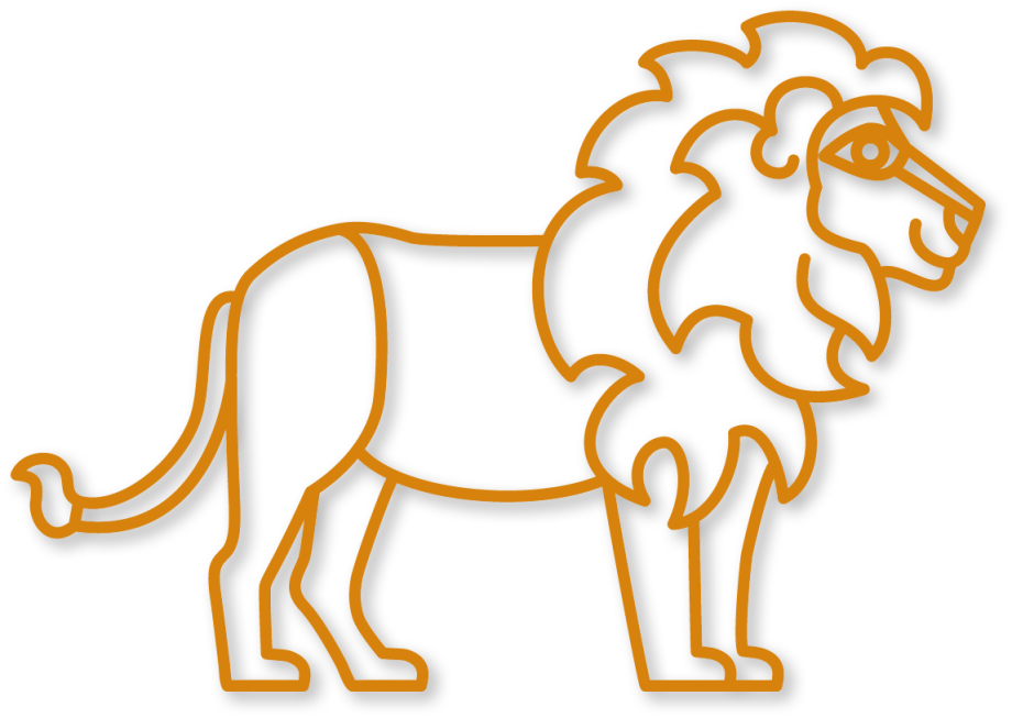De leeuw in de kleur oker uit de plintdieren collectie.