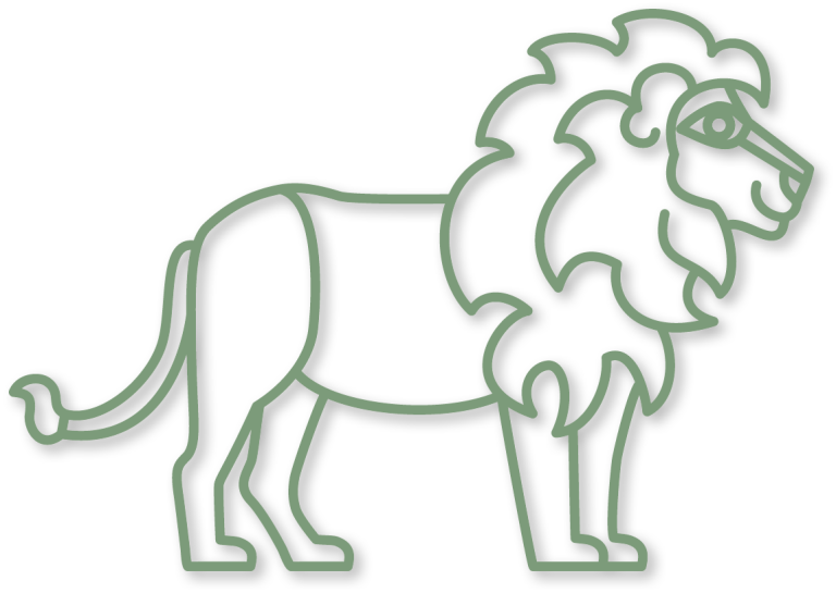 De leeuw in de kleur olijf uit de plintdieren collectie.