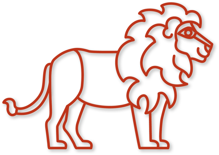 De leeuw in de kleur roest uit de plintdieren collectie.