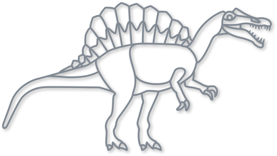 De spinosaurus in de kleur grijs uit de plintdieren collectie.