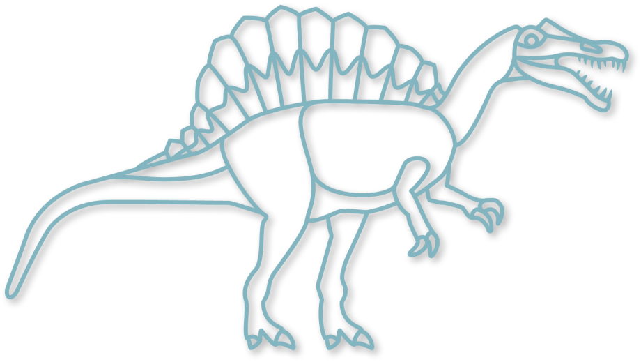 De spinosaurus in de kleur mist uit de plintdieren collectie.