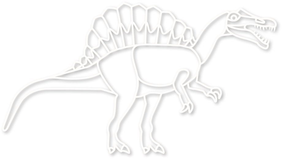 De spinosaurus in de kleur wit uit de plintdieren collectie.