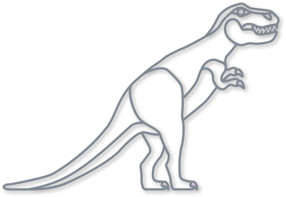 De tyrannosaurus in de kleur grijs uit de plintdieren collectie.
