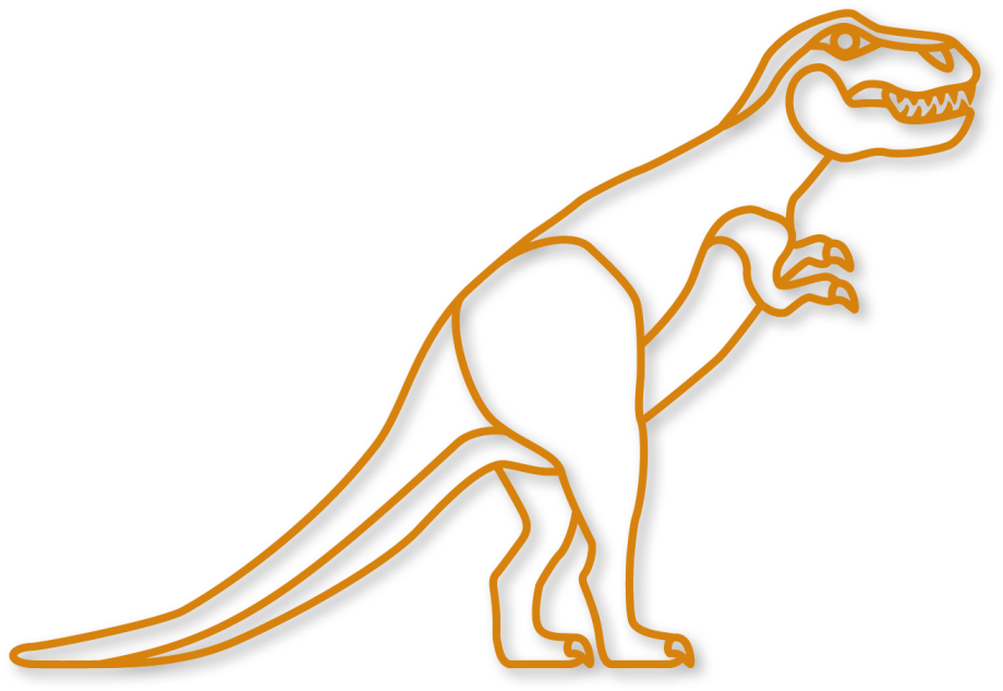 De tyrannosaurus in de kleur oker uit de plintdieren collectie.