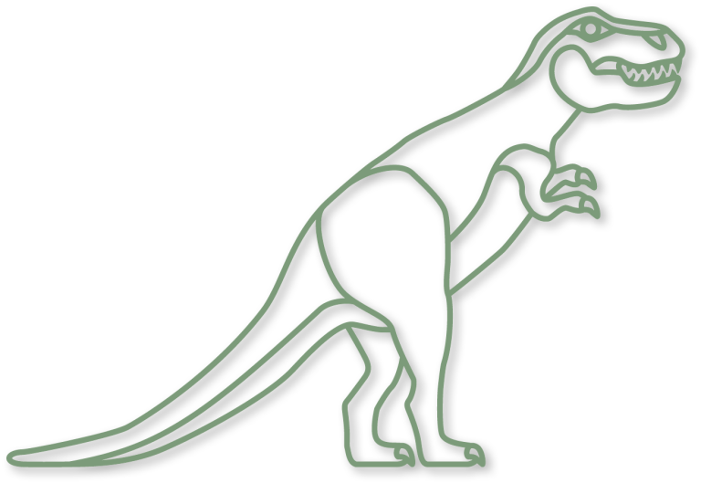 De tyrannosaurus in de kleur olijf uit de plintdieren collectie.