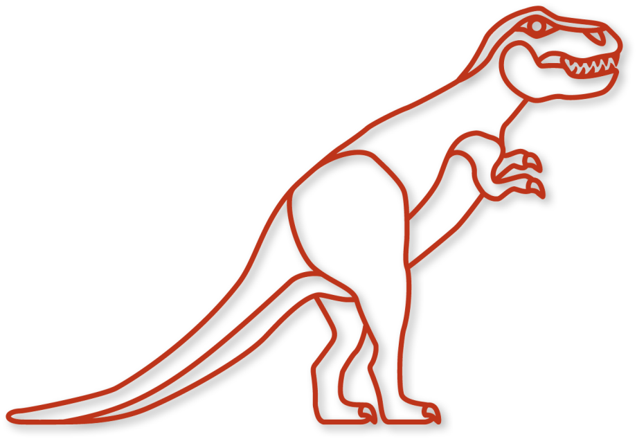 De tyrannosaurus in de kleur roest uit de plintdieren collectie.