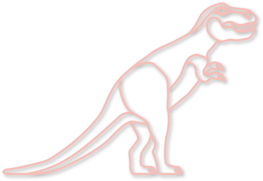 De tyrannosaurus in de kleur poeder roze uit de plintdieren collectie.